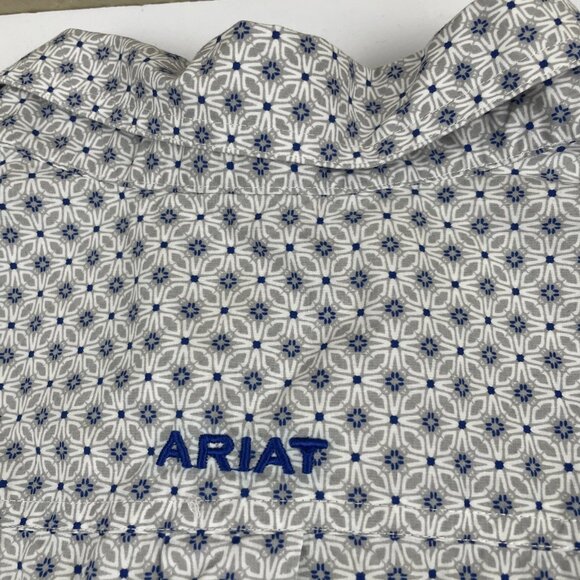 Ariat Western Shirt Men’s 2XL Long Sleeve Geometric Print Button Down Blue Gray - Picture 4 of 11